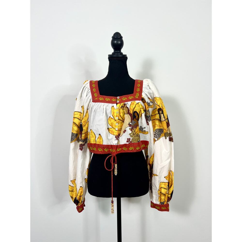 FARM Rio White and Yellow Floral Blouse